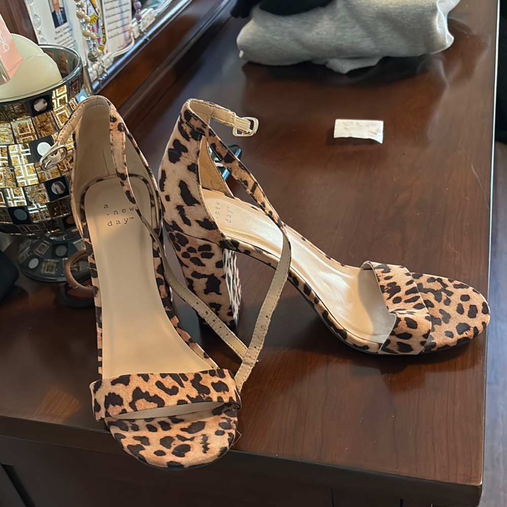 A New Day Brown and Black Heels with Ankle Strap